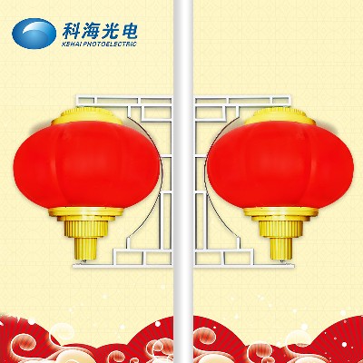 LED節(jié)日路燈桿燈籠串 戶外防水大紅冬瓜燈籠裝飾景觀燈廠家 